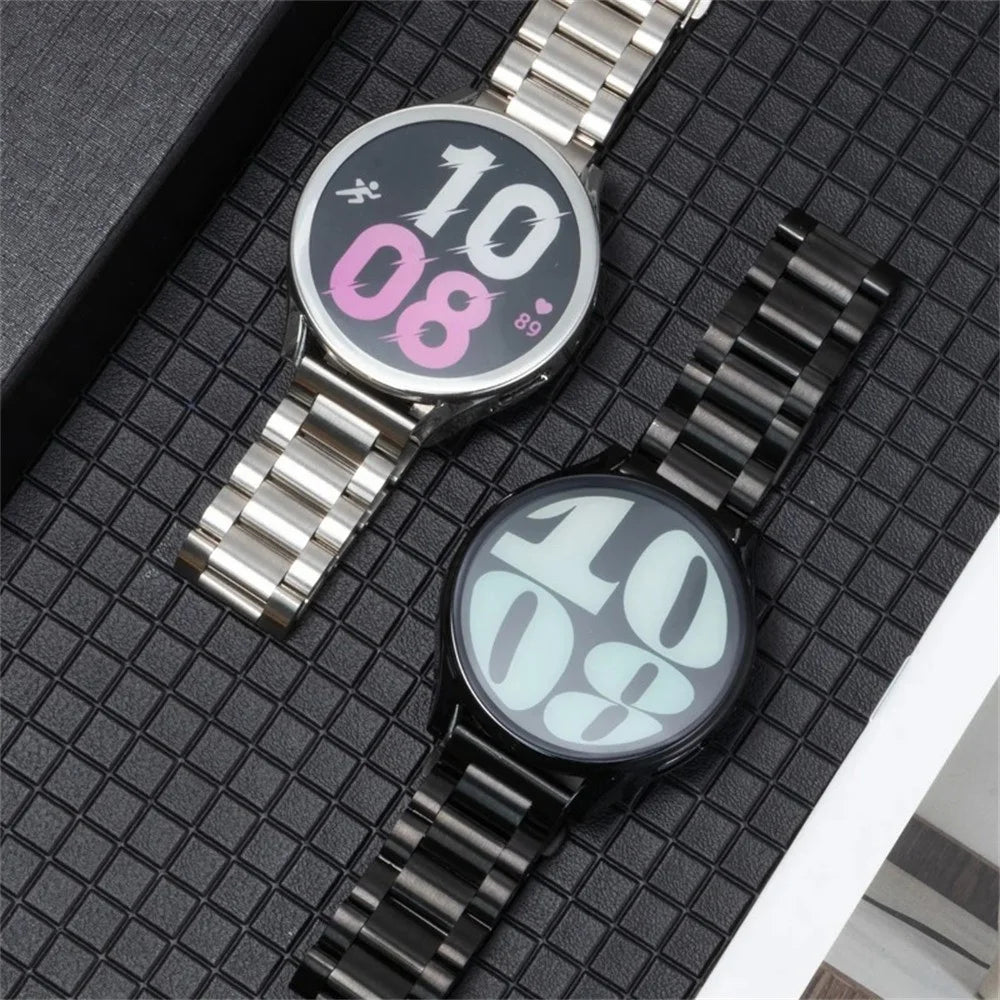 For Samsung Galaxy Watch 5 4 44mm 3-Bead Stainless Steel Strap with TPU Full Cover Watch Case and Removal Tool - Black - 4