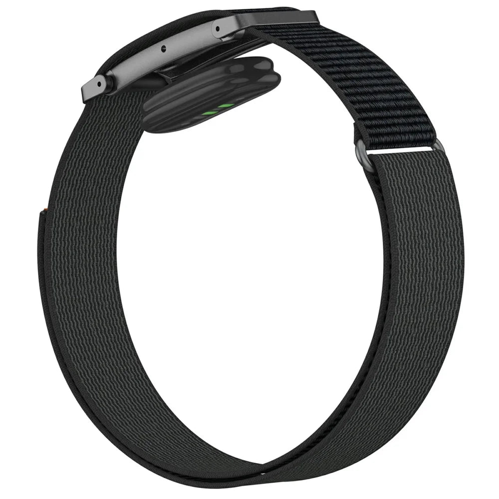 For Google Fitbit Air Nylon Arm Band Magic Tape Reflective Strap with Zinc Alloy Case - Midnight Black - 3