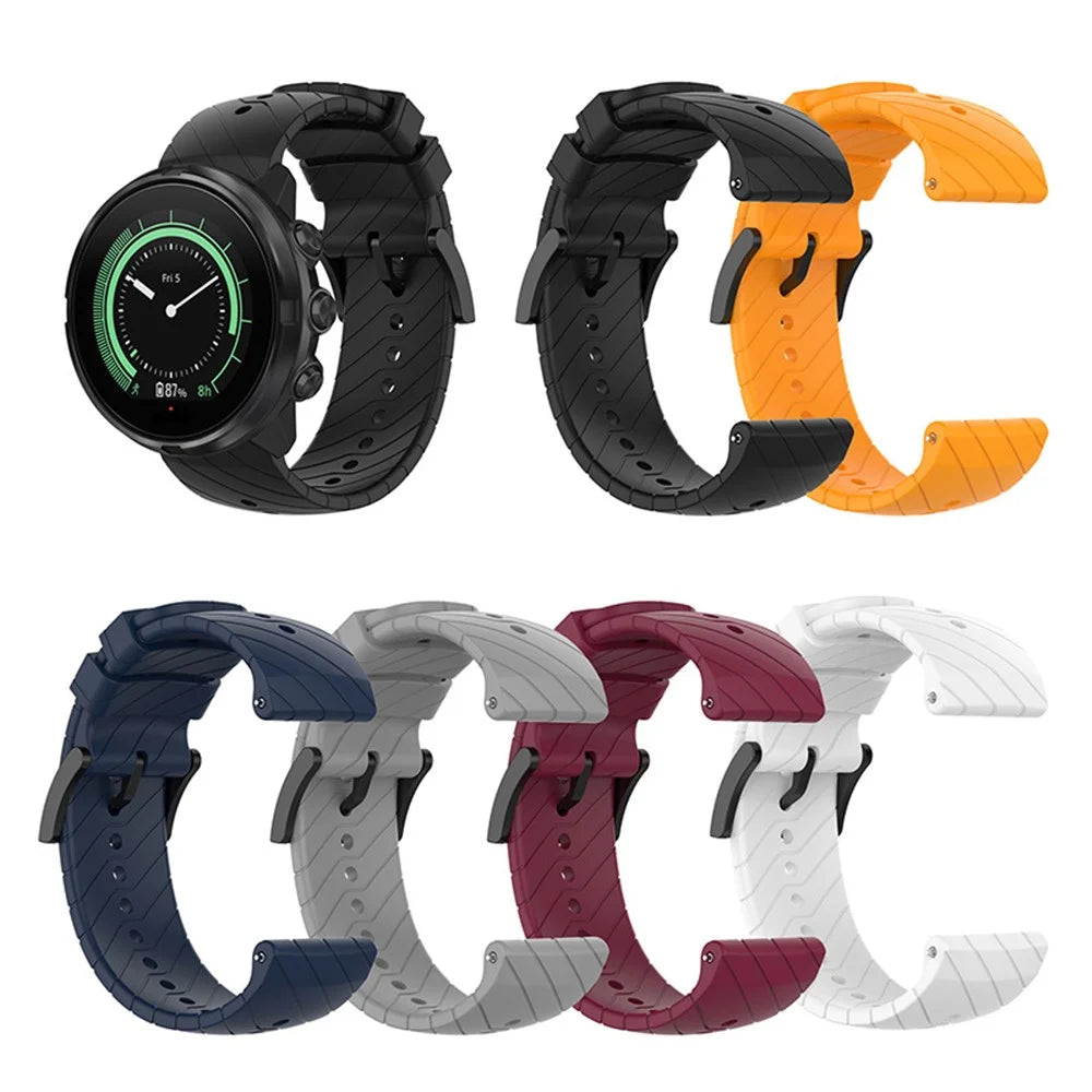 24mm Twill Texture Silicone Replacement Adjustable Smartwatch Strap Sport Band for Suunto 9 / 9 Baro / D5 / 9 Copper - Midnight Blue - 6