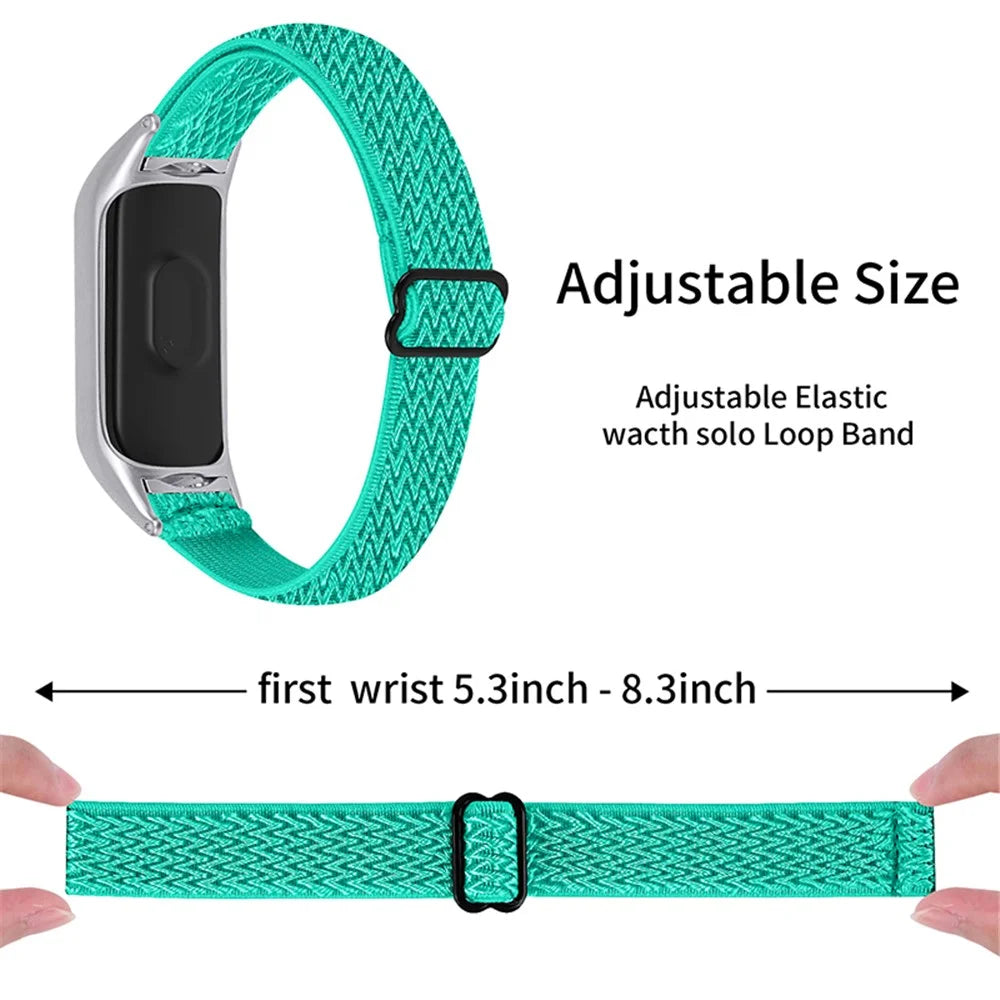 Braided Nylon Strap Watch Band Adjustable Elastic Solo Sports Loop Bracelet for Xiaomi Mi Band 4 / 3 - Mint Green - 3
