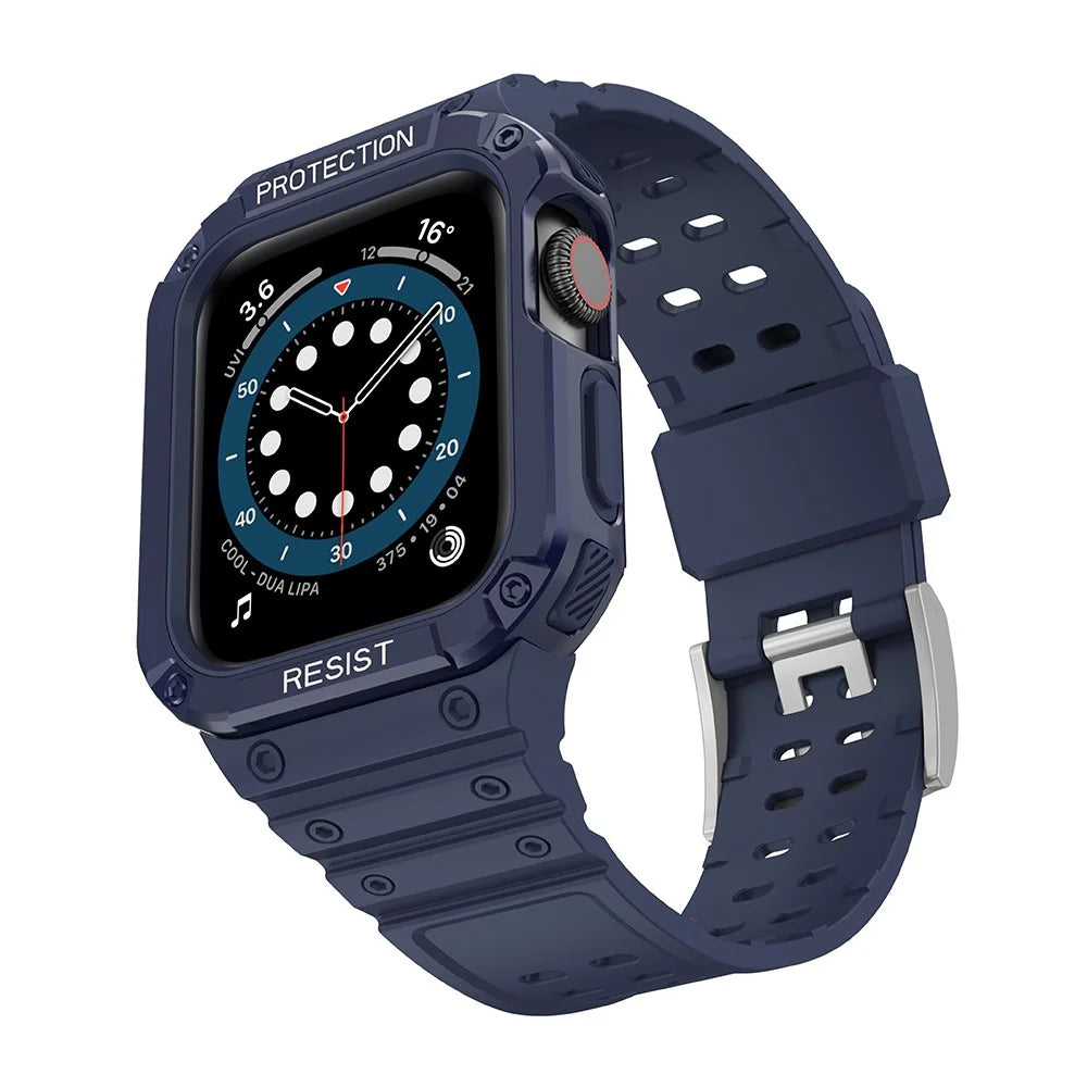 Electroplating One-piece Soft TPU Watch Band Replacement Wrist Strap for Apple Watch Series 6 / SE 44mm / SE (2022) 44mm / 5 / 4 44mm / 1 / 2 / 3 42mm / 7 45mm - Dark Blue / Blue - 1