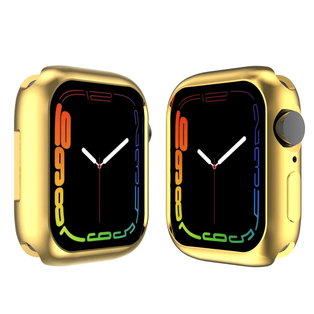 Dustproof Electroplating TPU Protective Watch Frame Case for Apple Watch Series 9 / 8 / 7 45mm - Gold - 1