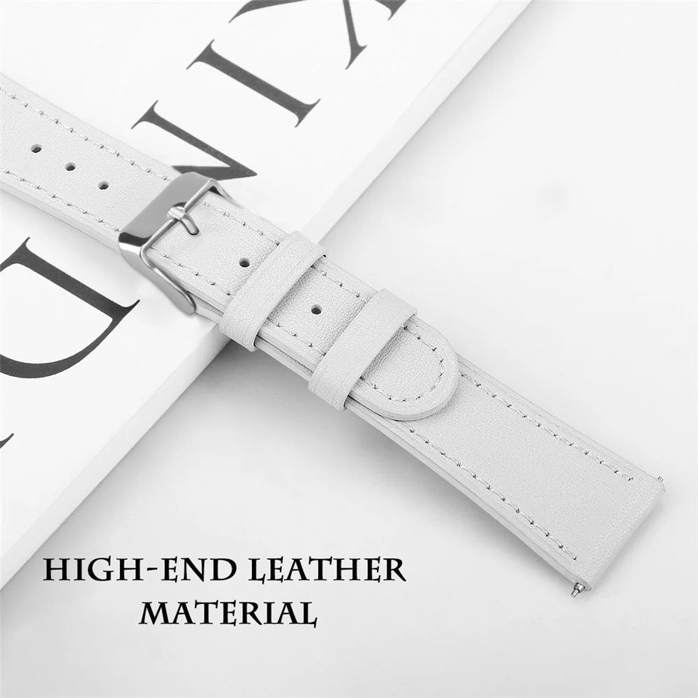 20mm Top Layer Cowhide Genuine Leather Strap Watchband for Samsung Galaxy Watch 42mm/Gear S2 Classic/Huawei Watch 2 - White - 4