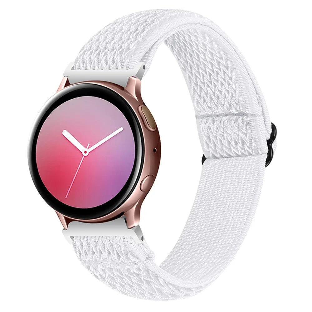 Elastic Knitted Watch Strap Watchband with Adjustable Buckle for Samsung Galaxy Watch4 Classic 42mm 46mm/Galaxy Watch Active/Galaxy Watch Active2 40mm 44mm - White - 2