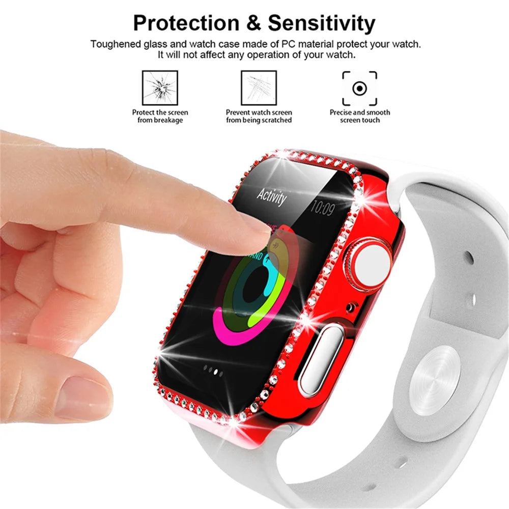 Stylish Rhinestone Decor Smart Watch Case Protector for Apple Watch Series 3/2/1 38mm - Red - 3