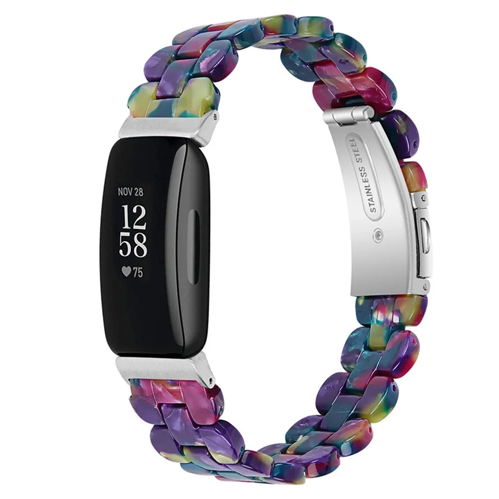 Oval Resin Strap Smart Watch Replacement Sports Bracelet for Fitbit Inspire 1/2/Inspire HR - Purple/Green - 2