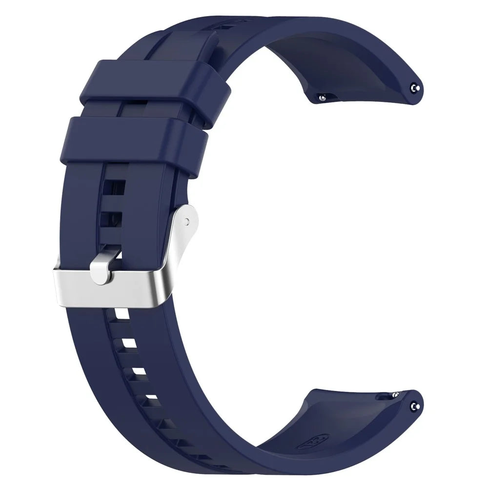 20mm Silicone Smart Watch Strap Adjustable Wristband Bracelet for Huawei Watch GT Runner/Watch GT3 42mm - Silver Steel Buckle/Midnight Blue - 3