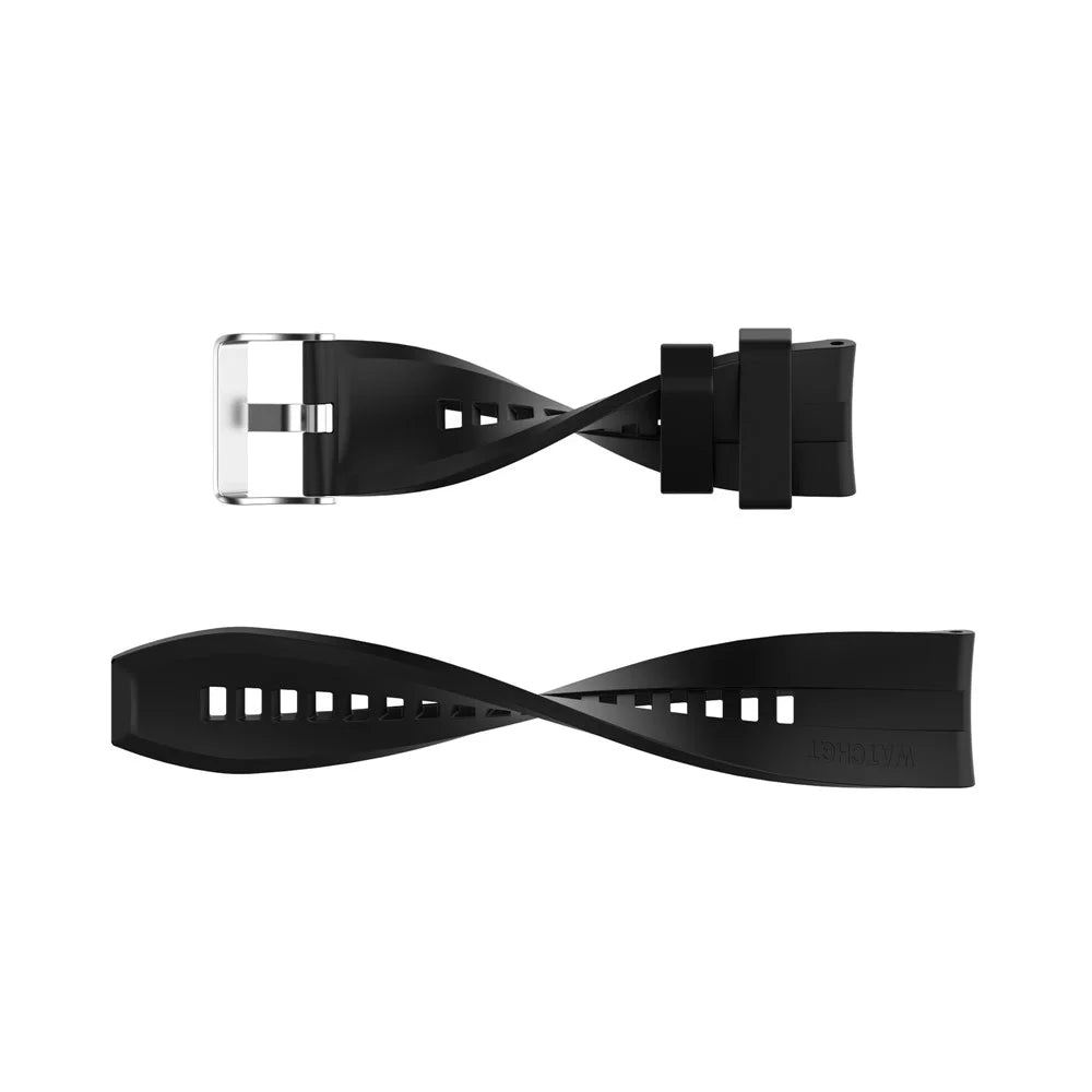 20mm Silicone Smart Watch Strap Adjustable Wristband Bracelet for Huawei Watch GT Runner/Watch GT3 42mm - Silver Steel Buckle/Midnight Blue - 7