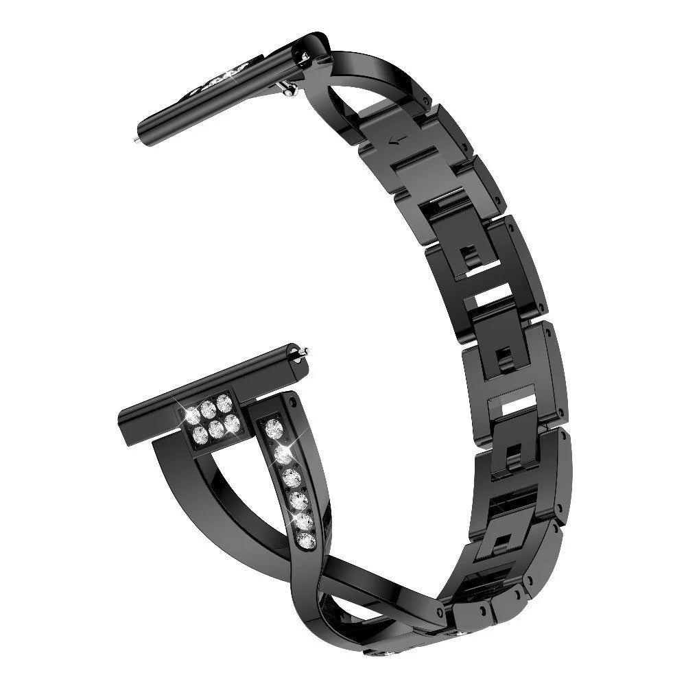 18mm Rhinestone Decor X Design Metal Watch Band Wrist Strap Replacement for Garmin Venu 2S/Vivoactive 4S - Black - 3
