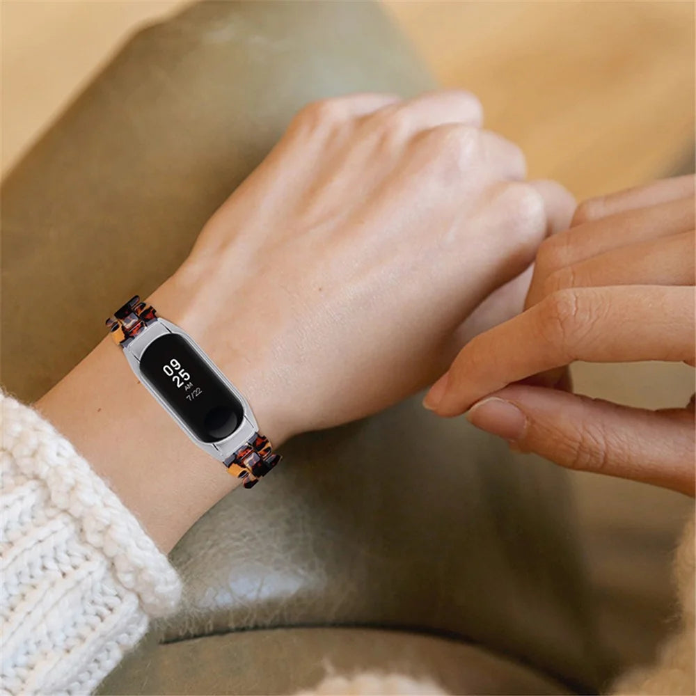 Oval Resin Smart Watch Wrist Band Replacement Strap for Xiaomi Mi Band 3/Band 4 - Leopard Print - 4