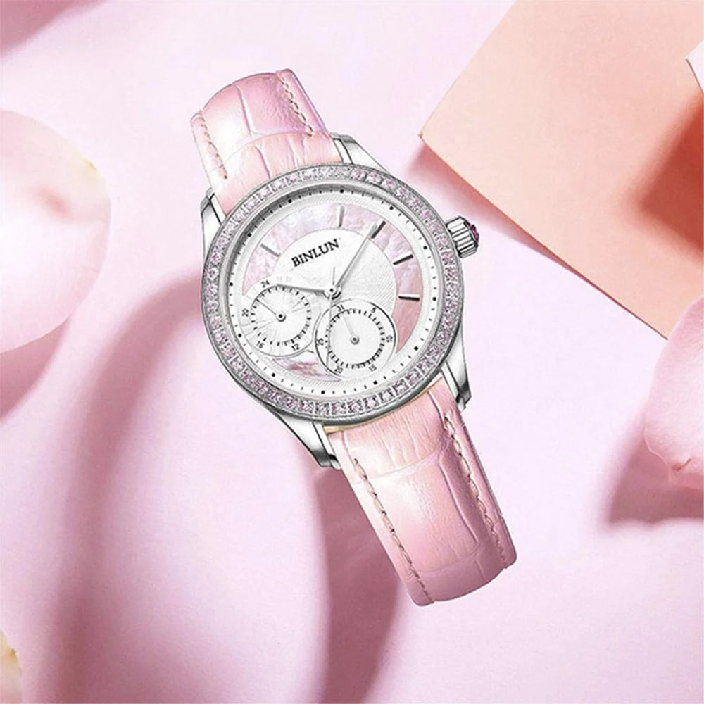 For Fossil Gen 5 Carlyle/Julianna/Garrett/Carlyle HR 22mm Crocodile Texture Cowhide Leather Adjustable Smart Watch Strap Replacement Band - Pink - 5