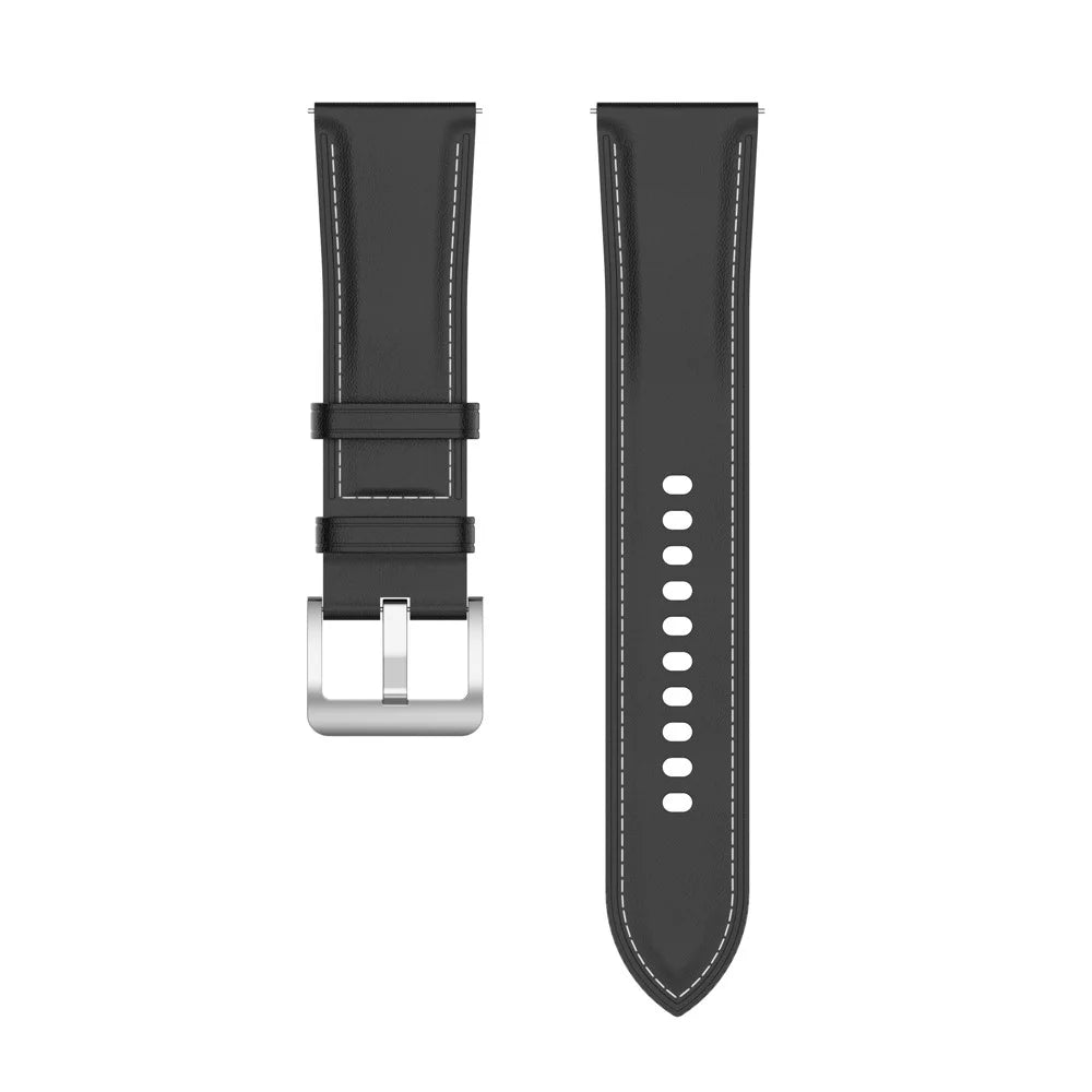 For Samsung Galaxy Watch4 40mm/44mm/Galaxy Watch3 41mm/Galaxy Watch Active2 40mm/44mm/Huawei/Garmin Smart Watch 20mm Genuine Leather Strap Replacement Watchband - Black - 5