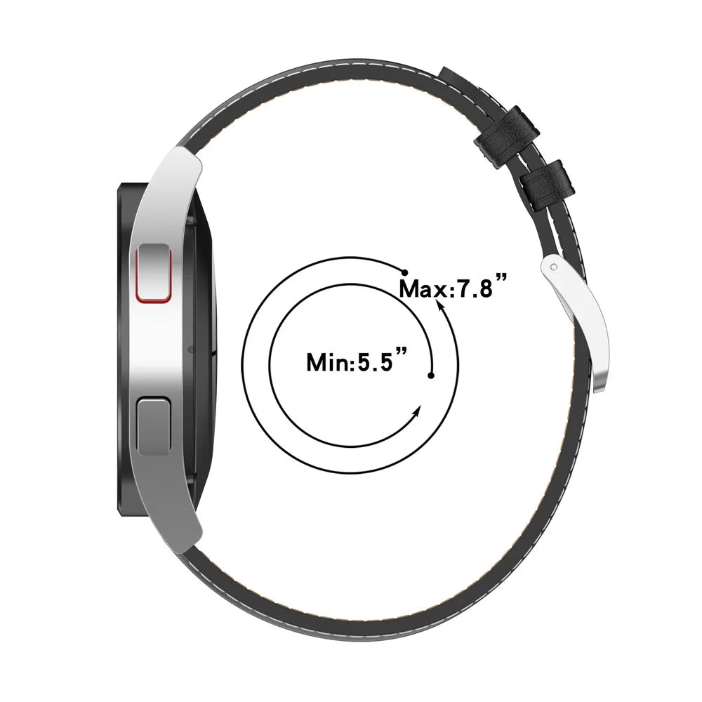For Samsung Galaxy Watch4 40mm/44mm/Galaxy Watch3 41mm/Galaxy Watch Active2 40mm/44mm/Huawei/Garmin Smart Watch 20mm Genuine Leather Strap Replacement Watchband - Black - 7
