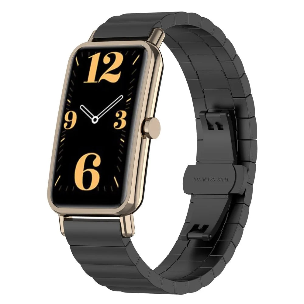 For Huawei Watch Fit Mini 16mm Stainless Steel Watchband Smart Watch Strap Replacement - Black - 2
