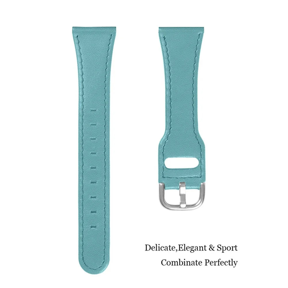 For Misfit Vapor Cowhide Leather Watch Band 20mm Universal Watch Strap with Stainless Steel Buckle - Baby Blue - 2
