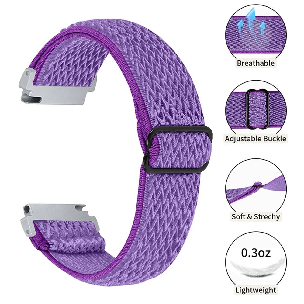 For Samsung Galaxy Watch 46mm/Watch3 45mm Adjustable Elastic Watch Strap Universal Watch Band with Buckle - Purple - 3