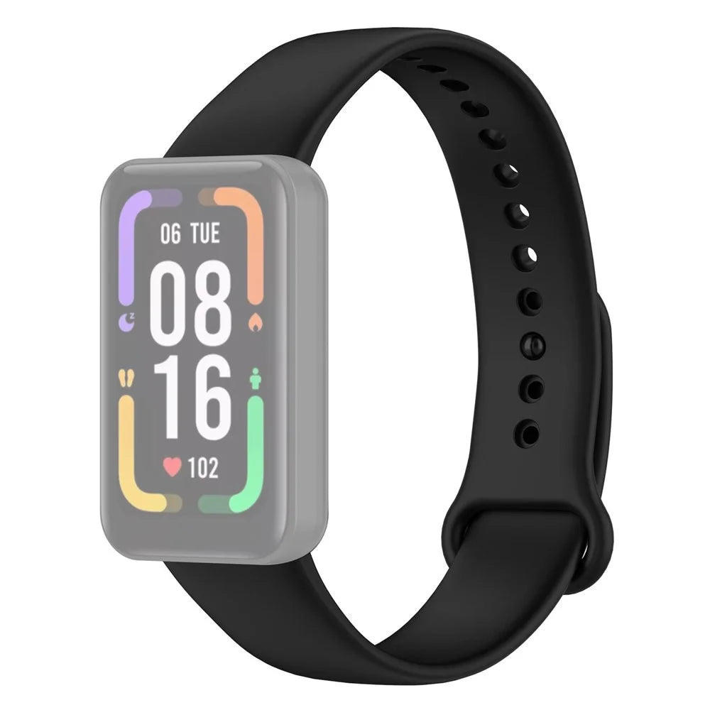 For Xiaomi Redmi Smart Band Pro Solid Color Soft Silicone Watch Band Adjustable Wrist Strap - Black - 1
