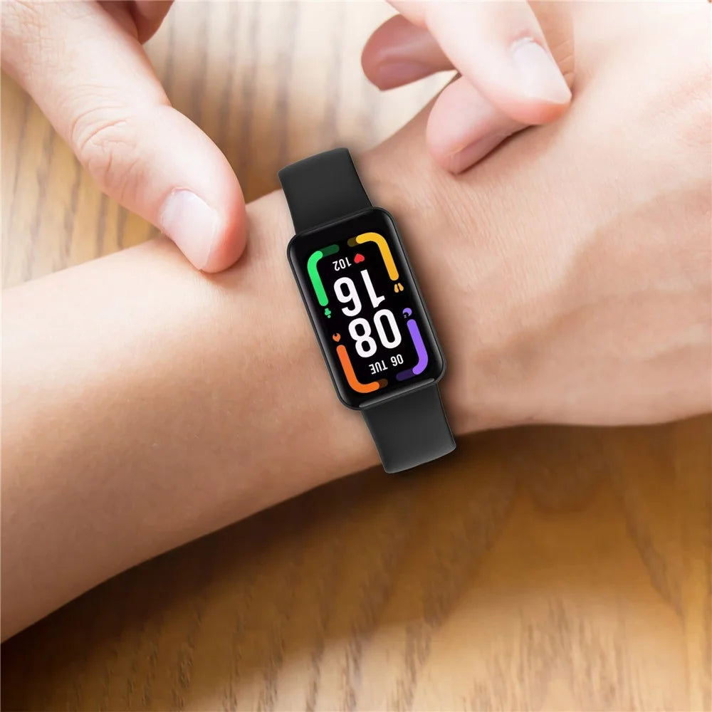 For Xiaomi Redmi Smart Band Pro Solid Color Soft Silicone Watch Band Adjustable Wrist Strap - Black - 7