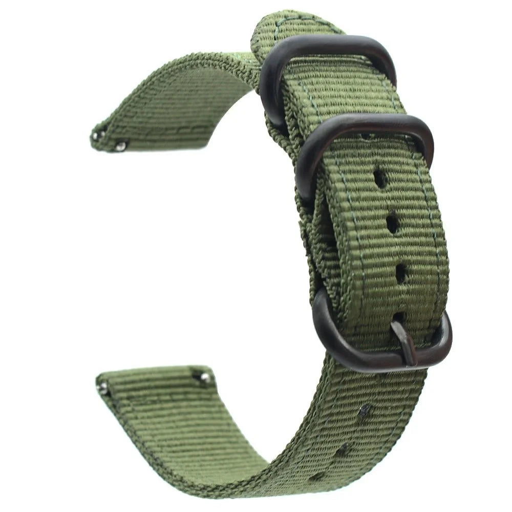 For Suunto 9/Suunto 9 Baro Nylon Watch Strap Three Heavy Buckles Watch Band Replacement 24mm - Army Green - 3