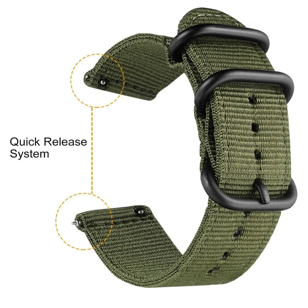 For Suunto 9/Suunto 9 Baro Nylon Watch Strap Three Heavy Buckles Watch Band Replacement 24mm - Army Green - 4