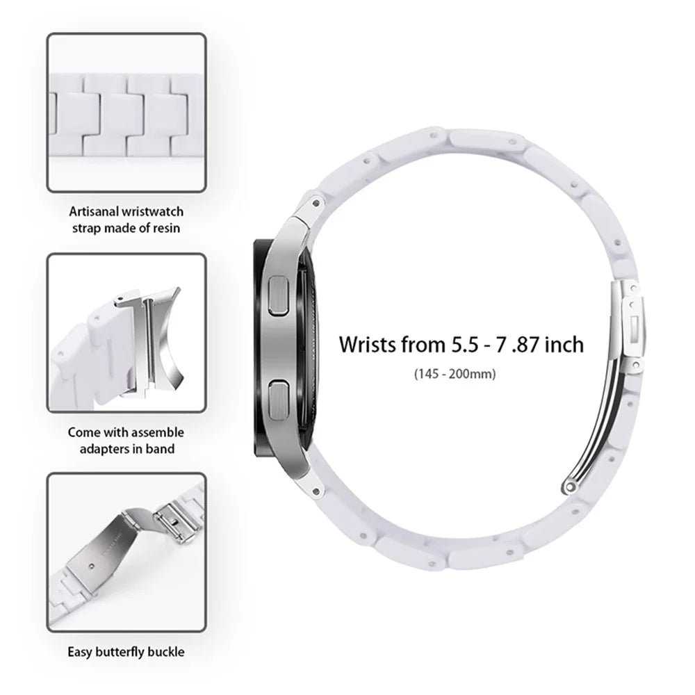 For Samsung Galaxy Watch4 Active 40mm/44mm / Watch4 Classic 42mm/46mm Stylish Resin Wrist Strap Smart Watch Replacement Band - White - 4