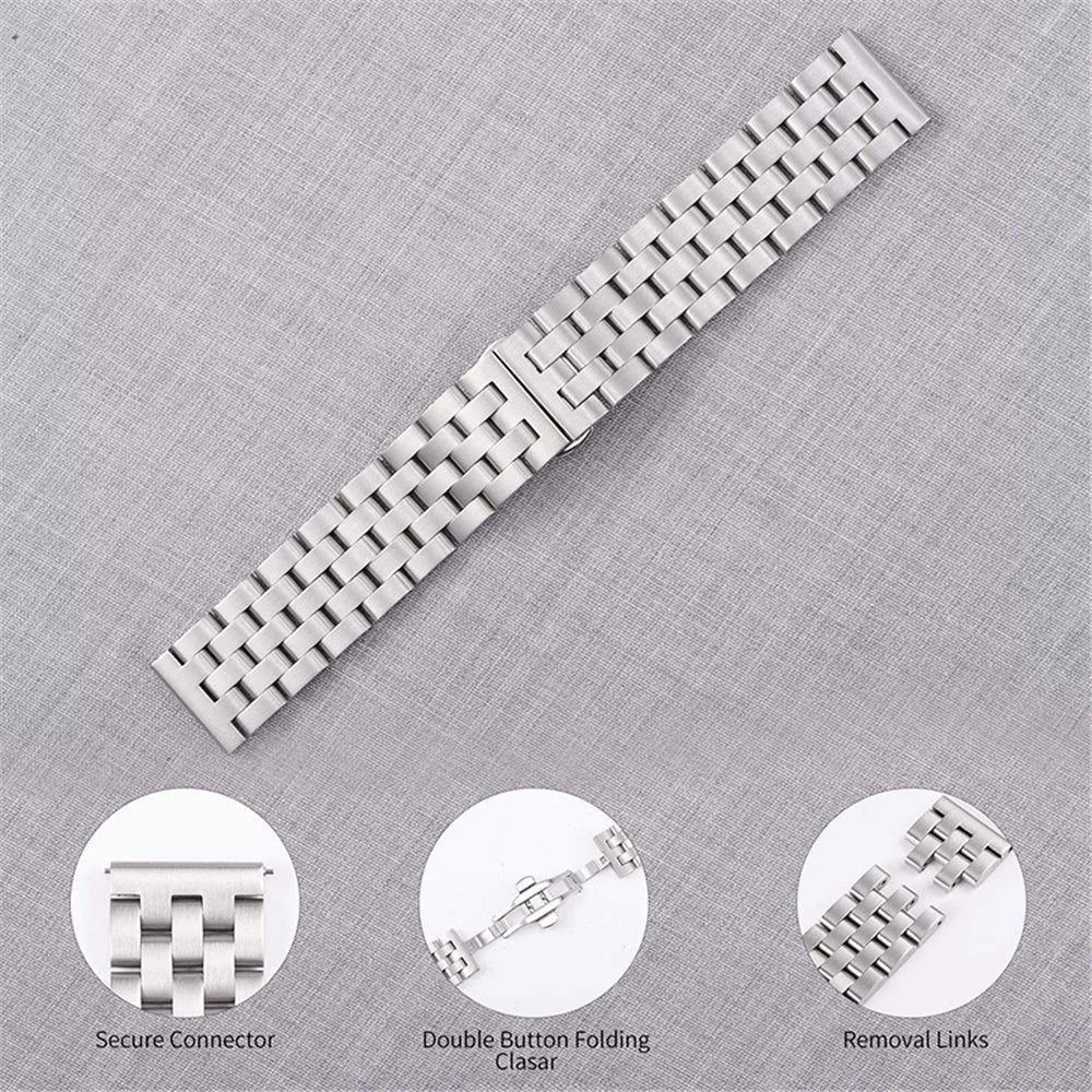 For Huawei Watch 1st Generation/Band S1/Watch Fit/TalkBand B5 18mm Stainless Steel 5 Beads Watch Band Replacement Wrist Strap - Silver - 2