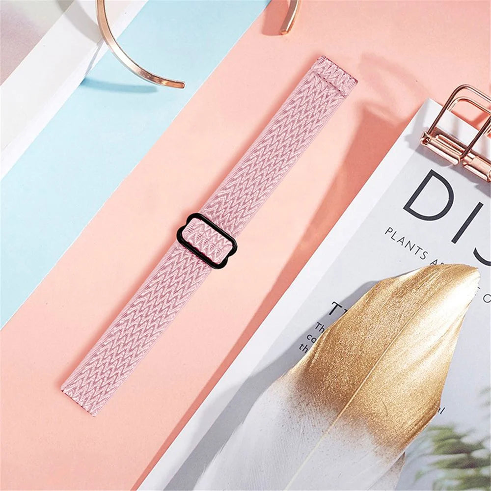 For Xiaomi Mi Band 5/6 Sport Elastics Nylon Watch Band Adjustable Woven Loop Wristband Replacement Bracelet Accessories - Pink - 4