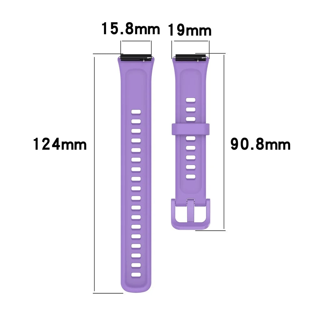 Silicone Smart Watch Band for Huawei Band 7, Solid Color Adjustable Wrist Strap Replacement - Lilac Purple - 3