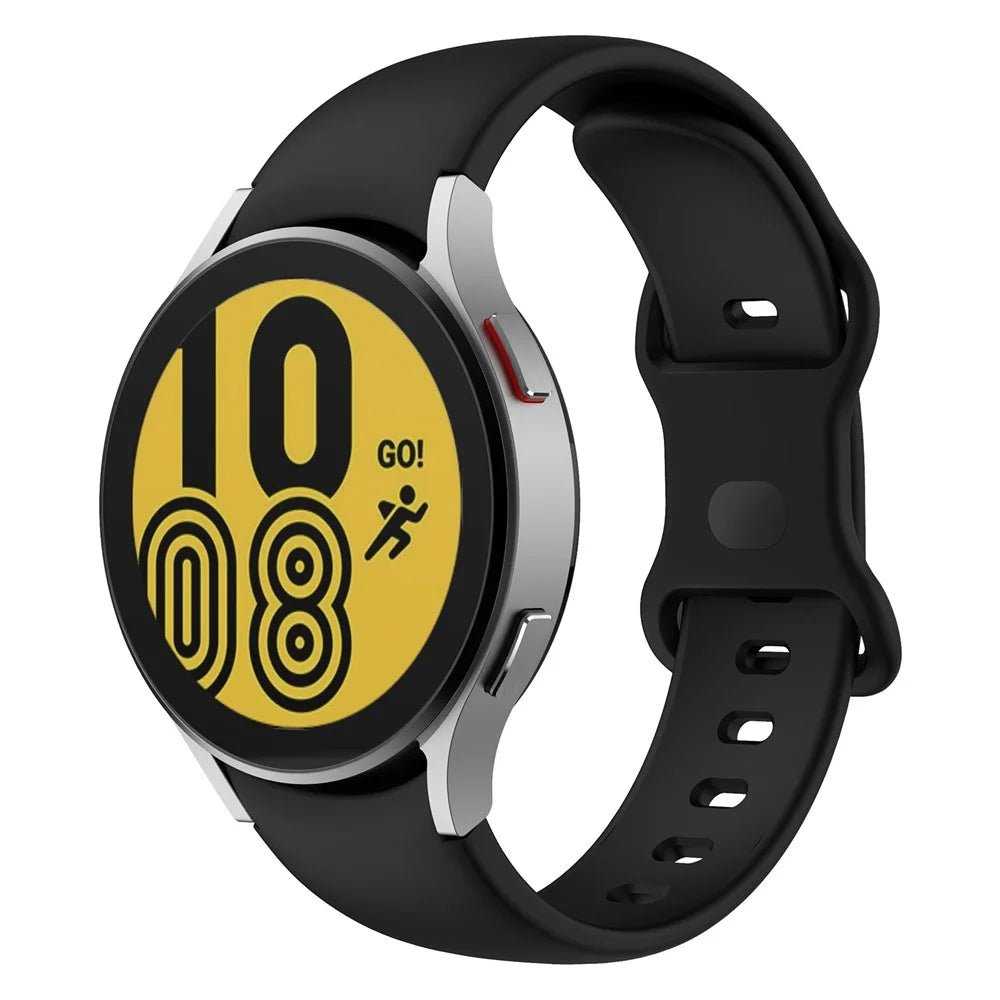For Samsung Galaxy Watch4 Classic 42mm / 46mm / Watch4 Active 40mm / 44mm Silicone Watch Band Wrist Strap with Adjustable Buckle - Black - 2