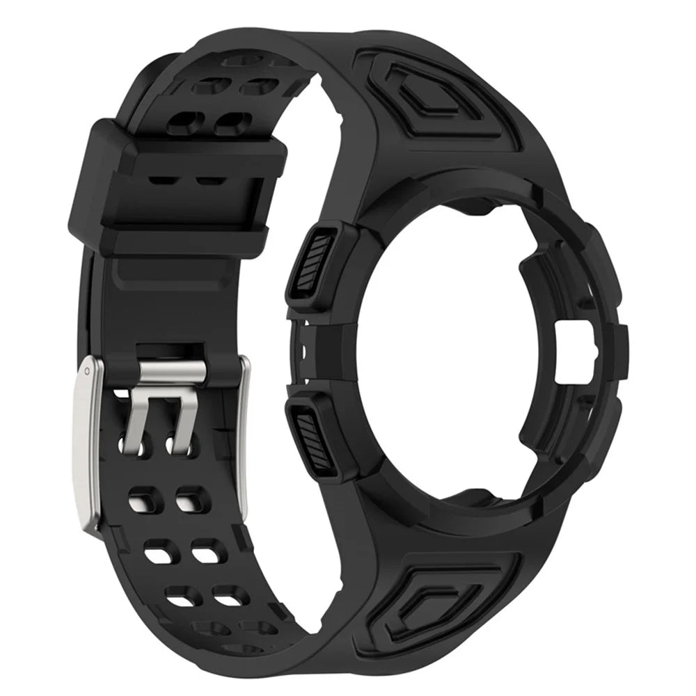 For Samsung Galaxy Watch4 40mm One-piece Soft TPU Smart Watch Replacement Wrist Strap with Watch Case - Black - 4
