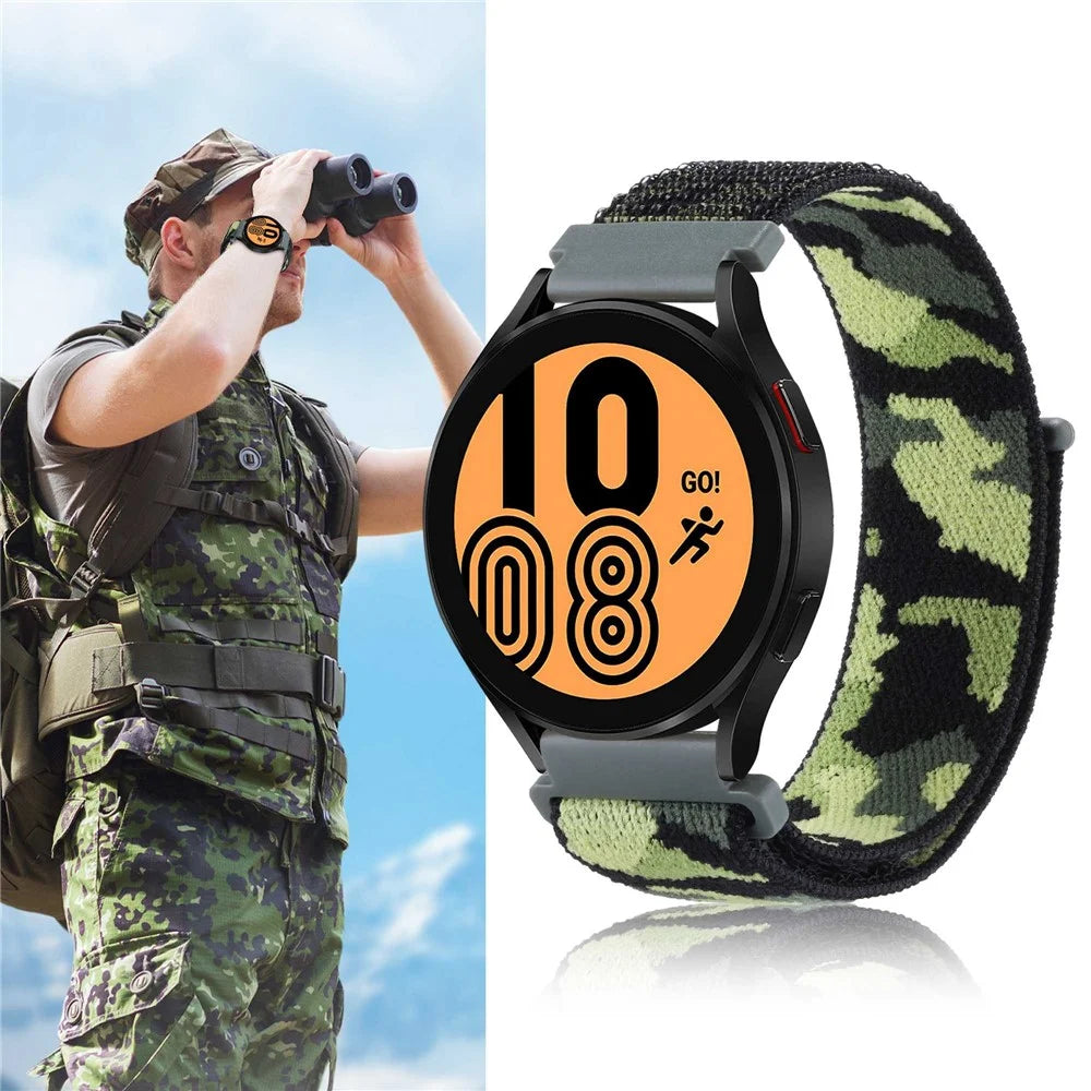 For Samsung Galaxy Watch3 45mm / Huawei Watch GT 3 Pro 46mm Watch Band 22mm Camouflage Nylon Adjustable Loop Wrist Strap - Orange - 4