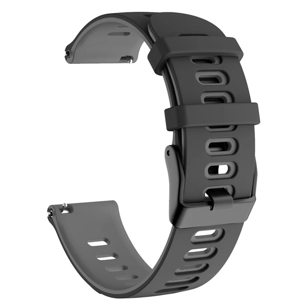 For Samsung Galaxy Watch3 45mm / Huawei Watch 3 / Apex 46mm Dual-Color Silicone Watch Band 22mm Sport Strap Replacement - Black / Grey - 3