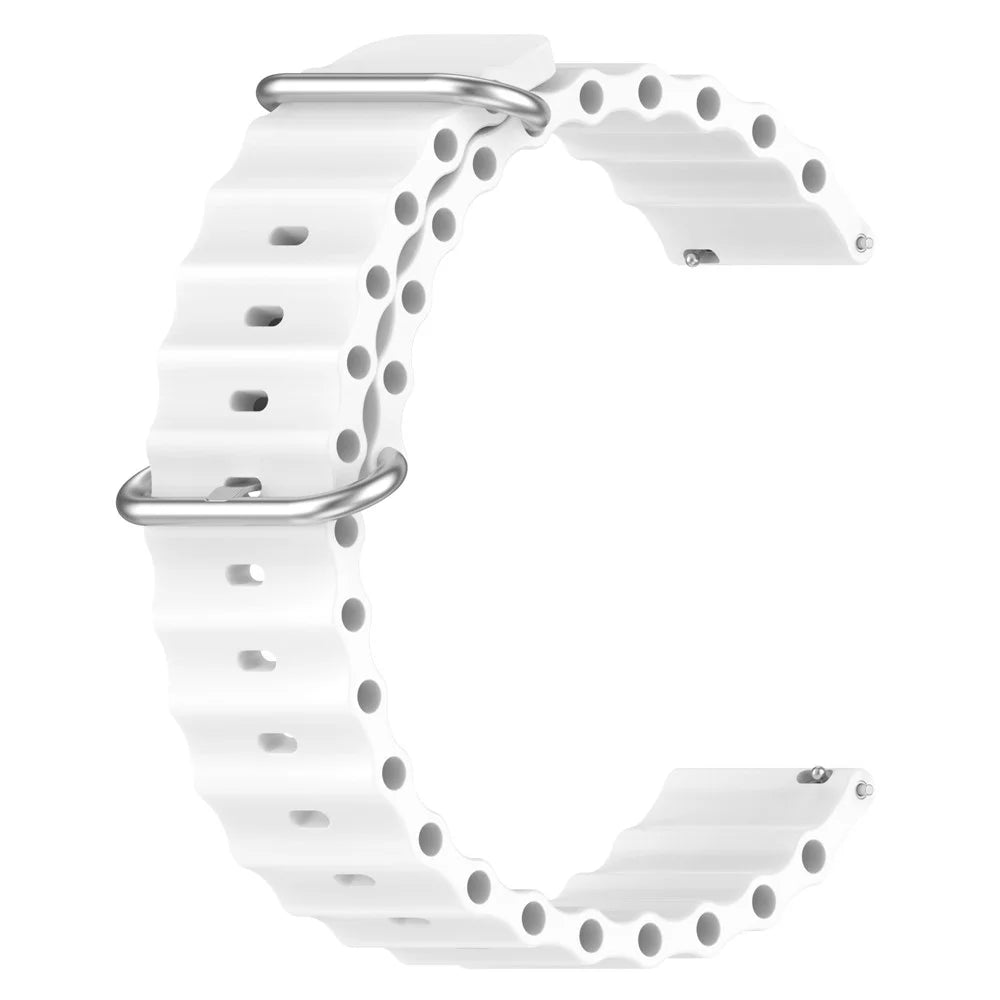 For Samsung Galaxy Watch3 45mm / Galaxy Watch 46mm Universal 22mm Silicone Watch Strap Solid Color Wave Design Adjustable Wrist Band - White - 2