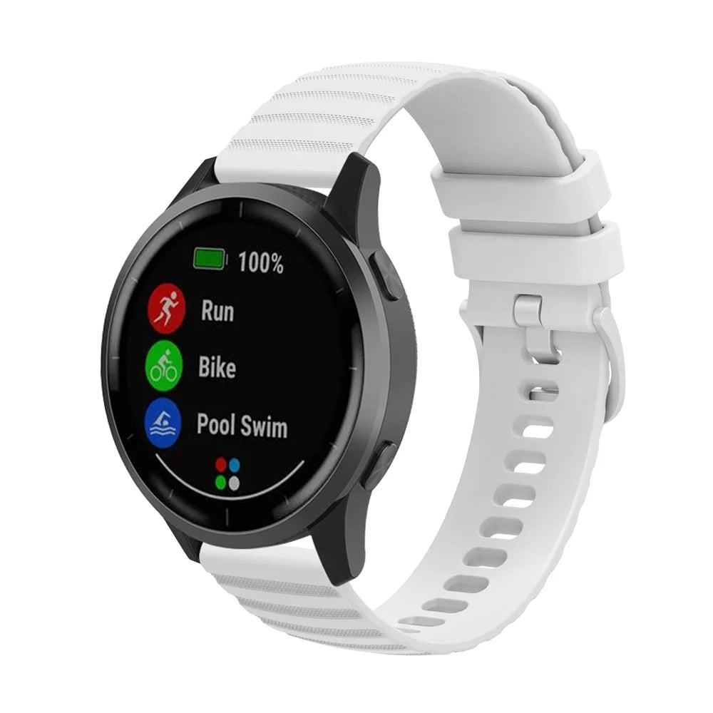 For Garmin Venu 2S / Vivomove 3S / Vivoactive 4S Wave Grain Dots Silicone Watch Band 18mm Replacement Adjustable Strap - White - 2