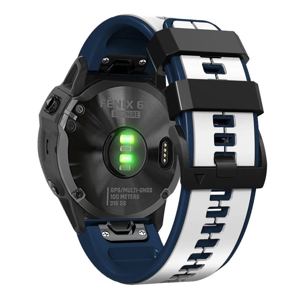 For Garmin Enduro / Tactix Delta / Tactix 7 Pro Pin Texture Silicone Watch Band 26mm Dual Colors Replacement Wrist Strap - White / Dark Blue - 1
