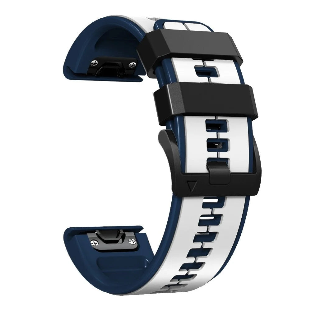 For Garmin Enduro / Tactix Delta / Tactix 7 Pro Pin Texture Silicone Watch Band 26mm Dual Colors Replacement Wrist Strap - White / Dark Blue - 2