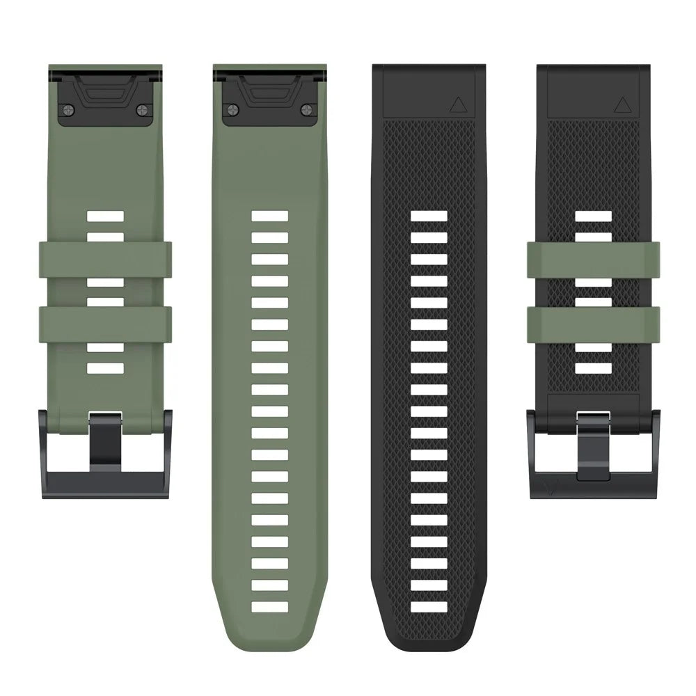 For Garmin Enduro / Tactix Delta / Tactix 7 Pro Dual Colors Replacement Wrist Band 26mm Textured Silicone Watch Strap - Blackish Green / Black - 5