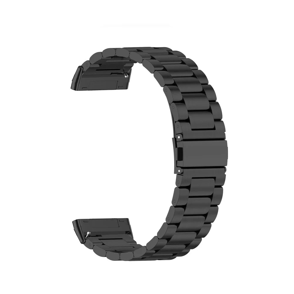 For Fitbit Versa 4 / Versa 3 / Sense 2 / Sense Stylish 3 Beads Design Stainless Steel Wrist Band Replacement Smartwatch Strap - Black - 1