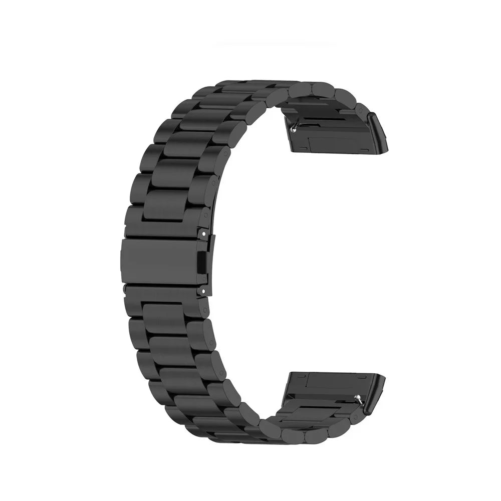 For Fitbit Versa 4 / Versa 3 / Sense 2 / Sense Stylish 3 Beads Design Stainless Steel Wrist Band Replacement Smartwatch Strap - Black - 3
