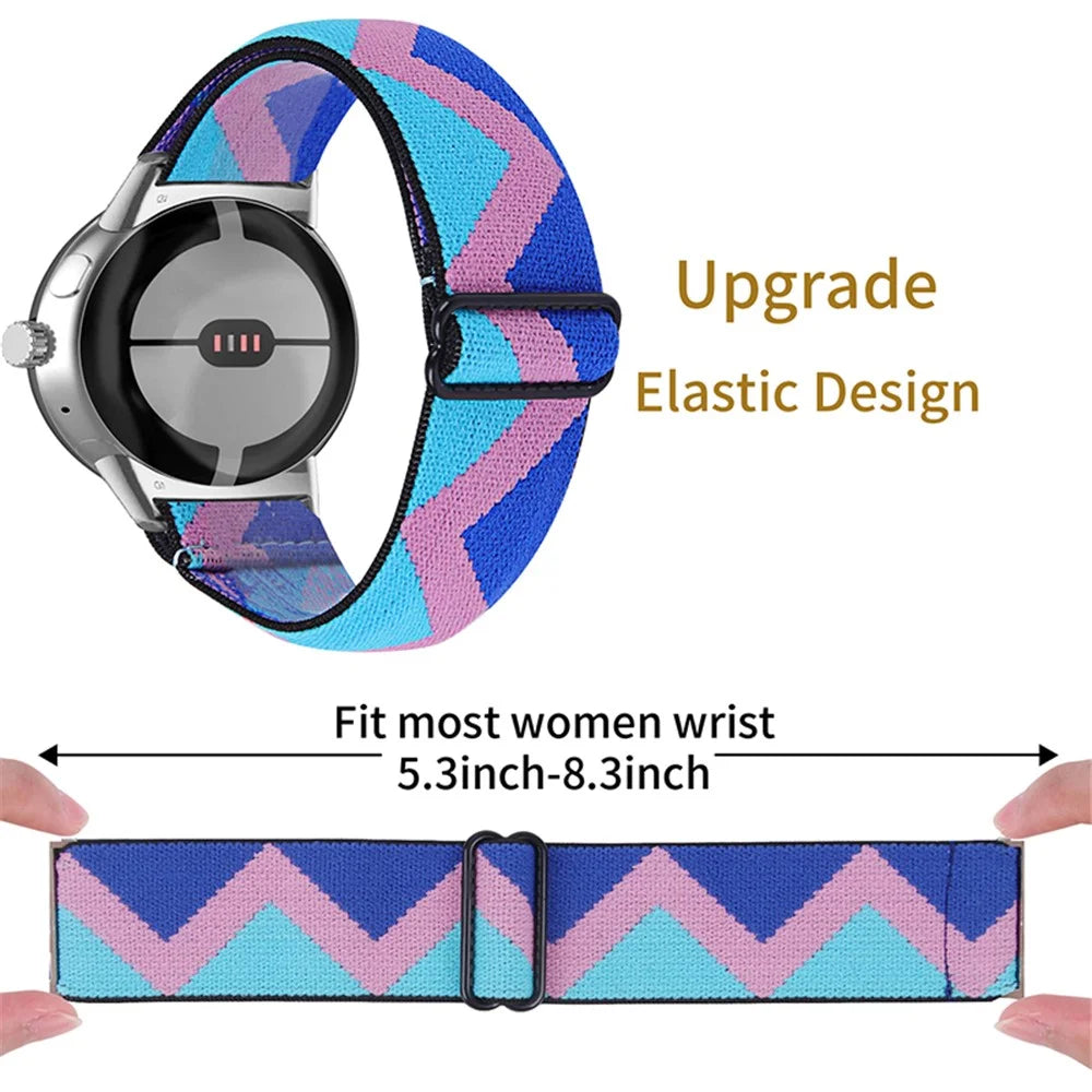 For Google Pixel Watch 4 41mm / Watch 3 41mm / Watch 2 / Watch Braided Watch Band Breathable Adjustable Wrist Strap Replacement with Silver Adapter - 1 - 2