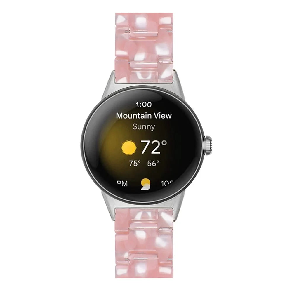 For Google Pixel Watch 4 41mm / Watch 3 41mm / Watch 2 / Watch Quick Release Resin Watch Band Replacement Polished 20mm Watch Strap - Light Pink - 4
