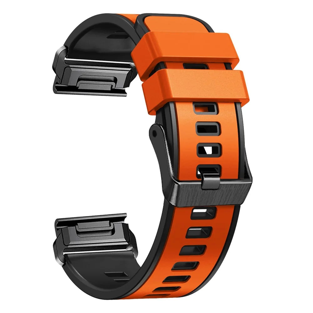 For Garmin Descent G1 / Instinct 2 Watch Strap Replacement Quick Release Dual-color Silicone Watch Band - Orange / Black - 1