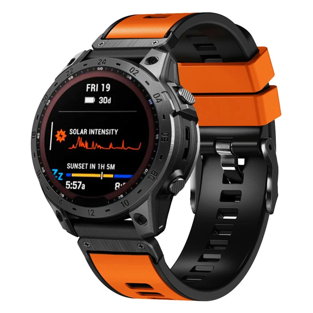 For Garmin Descent G1 / Instinct 2 Watch Strap Replacement Quick Release Dual-color Silicone Watch Band - Orange / Black - 3