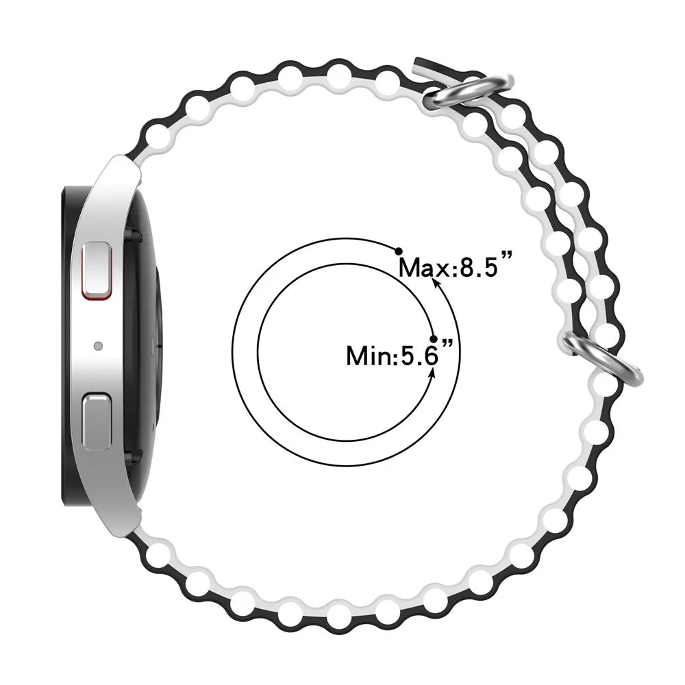 For Garmin Vivoactive 4 / Garmin Venu 2 Universal 22mm Silicone Watch Strap Wavy Design Double Color Watchband - Black / White - 6