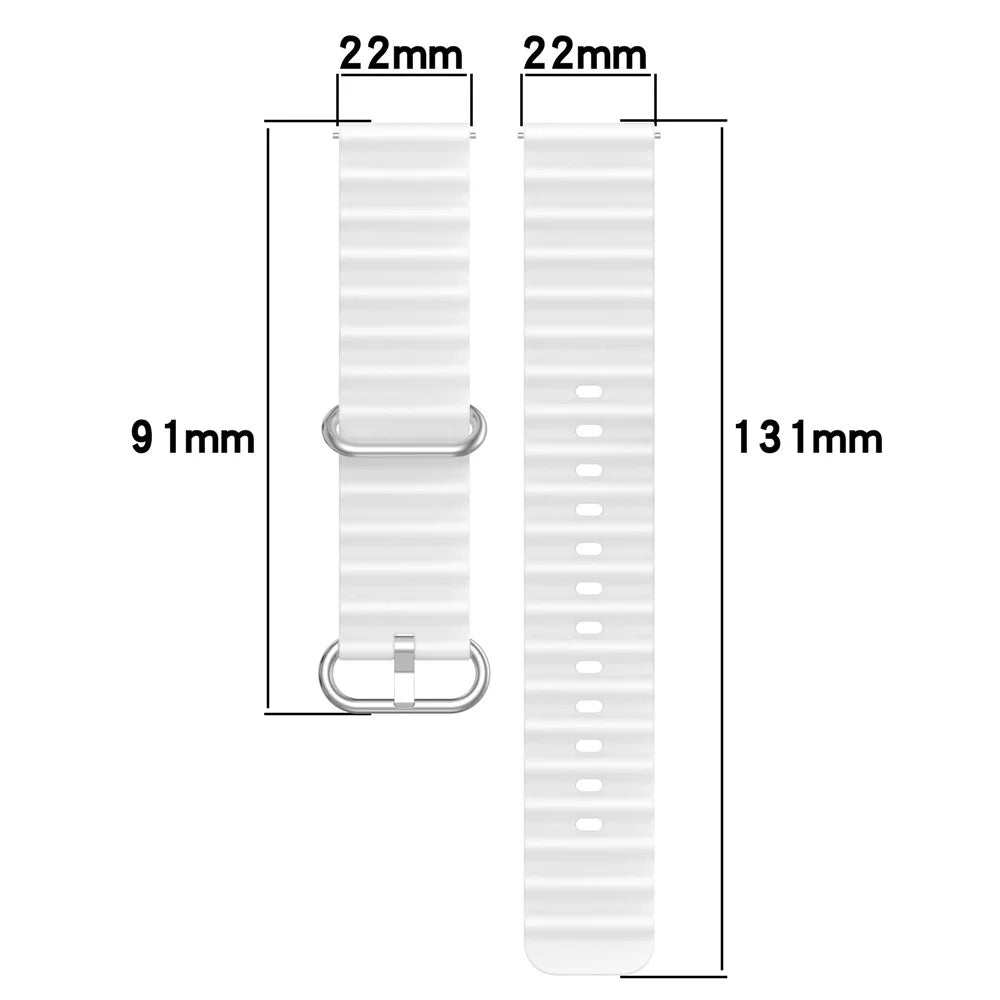 For Garmin Vivoactive 4 / Garmin Venu 2 Universal 22mm Silicone Watch Strap Wavy Design Double Color Watchband - Black / White - 7