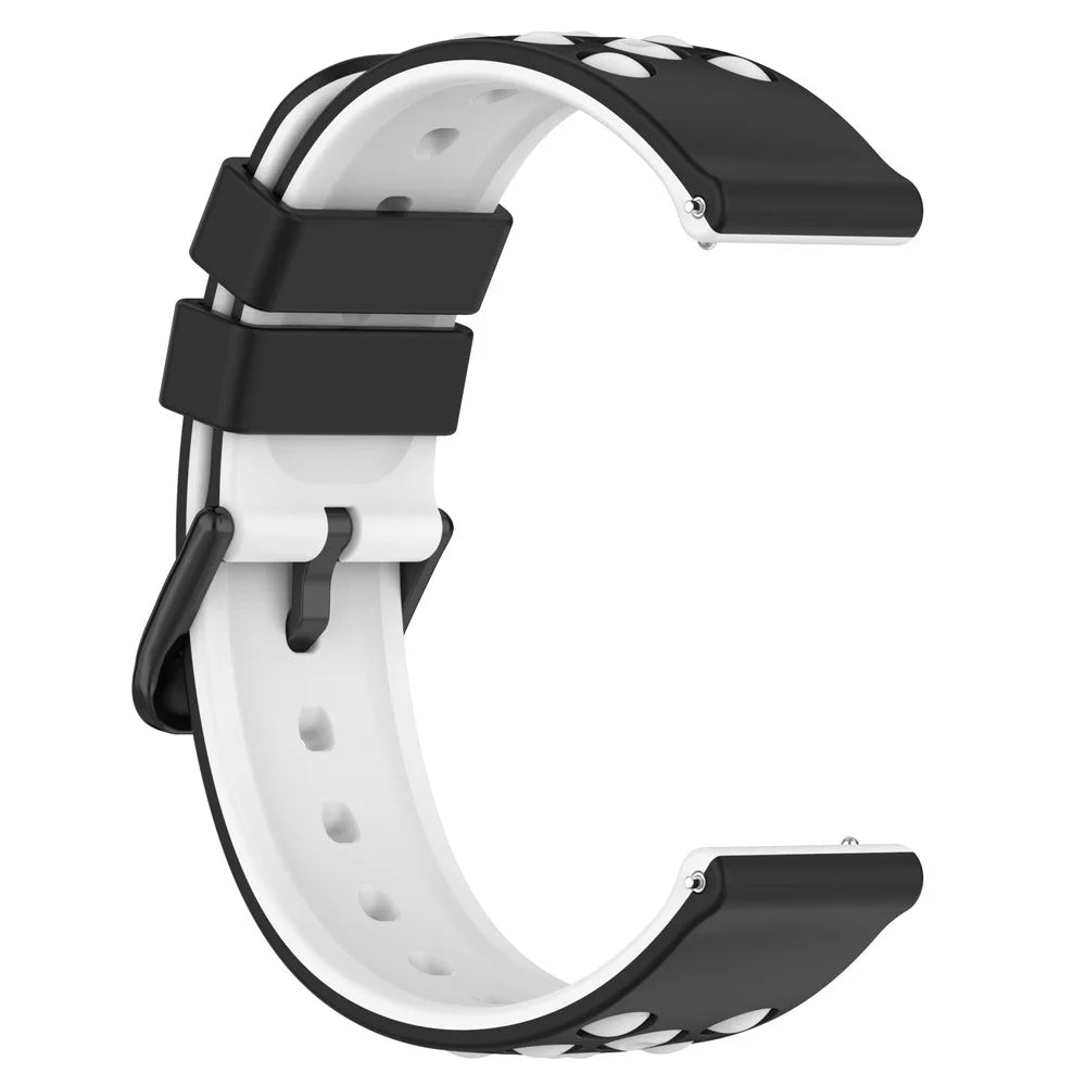 For Garmin Forerunner 255 / 745 Universal 22mm Bi-color Soft Silicone Watch Band Big Hole Design Watch Strap - Black / White - 2