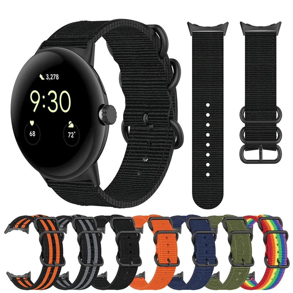 For Google Pixel Watch 4 41mm / Watch 3 41mm / Watch 2 / Watch Nylon Strap Adjustable Watchband Smart Bracelet Breathable Band with Loop Buckle for Women / Men - Black - 7