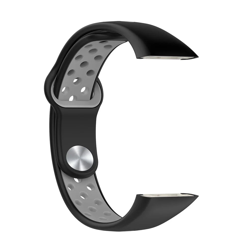 For Huawei Band 6 / Honor Band 6 Dual Color Silicone Watch Band Adjustable Wrist Strap Replacement - Black / Grey - 3