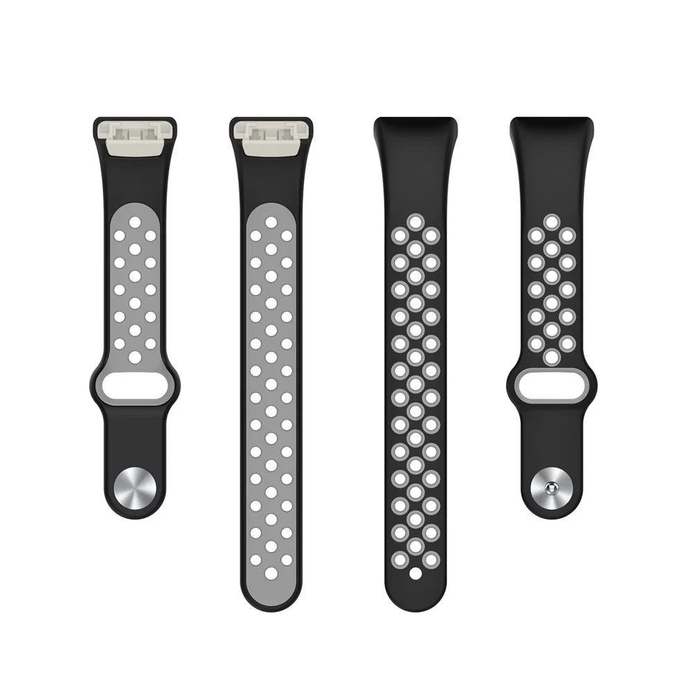 For Huawei Band 6 / Honor Band 6 Dual Color Silicone Watch Band Adjustable Wrist Strap Replacement - Black / Grey - 4