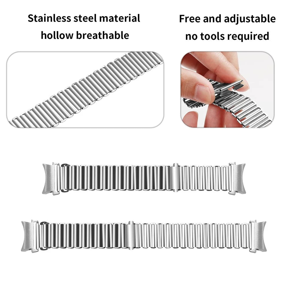 For Samsung Galaxy Watch4 Active 40mm 44mm / Watch4 Classic 42mm 46mm Watch Band Stainless Steel Hollow Strap - Silver - 2